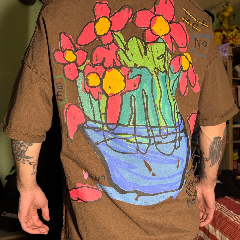 B2SS (Back 2 School Special gino) Men’s Sz Small Brown Oversized Graphic Tee - Picture 3 of 3